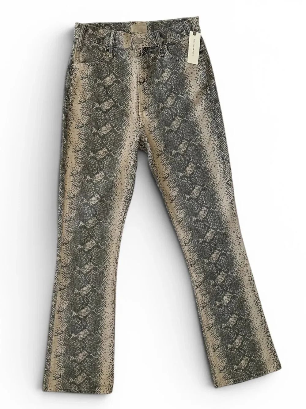 NWT MOTHER Hustler Flood High-Rise Snake Print Jeans Anthropologie Size 26 - Picture 5 of 10